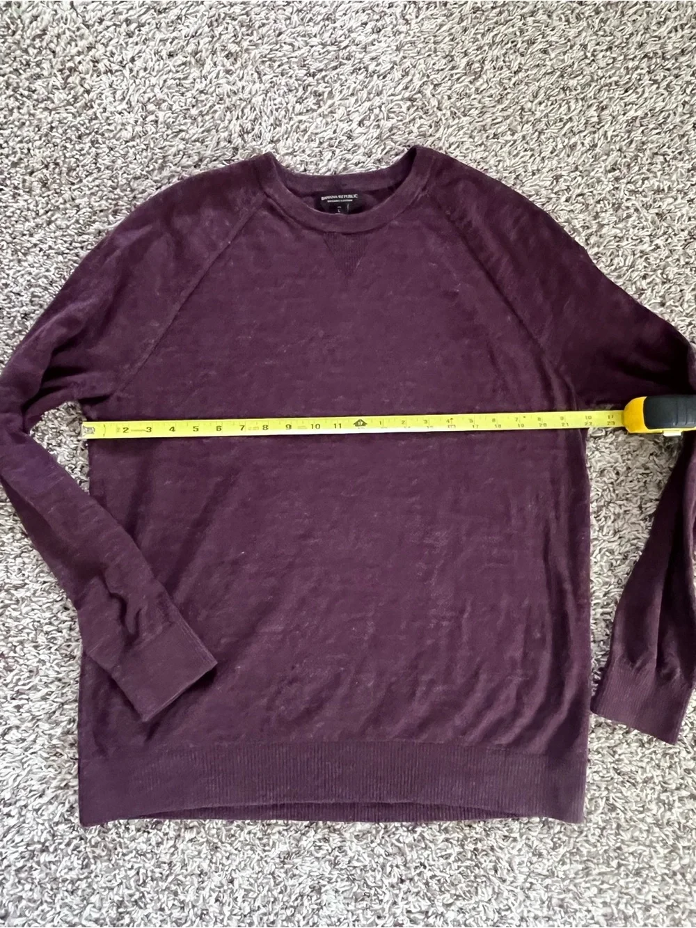 Banana Republic Mens Organic Cotton Crewneck Sweater Burgundy Heather Large Tall